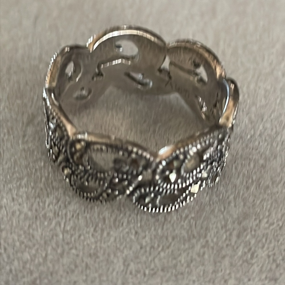 925 Sterling Silver Marcasite Initial Script G Ba… - image 3